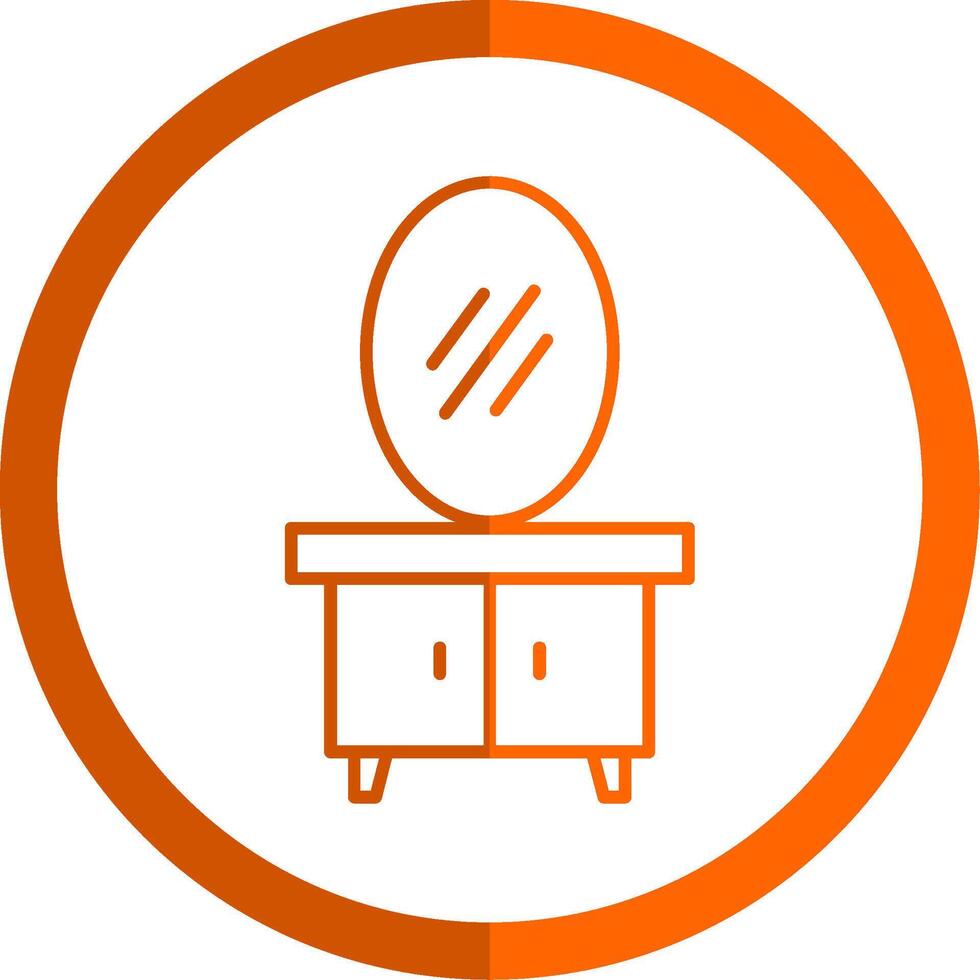 Dressing Table Line Orange Circle Icon vector