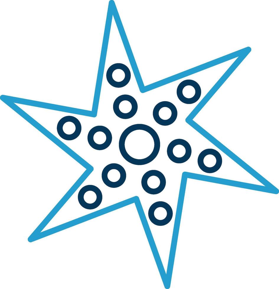 estrella de mar línea azul dos color icono vector