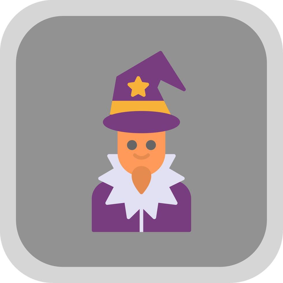 Wizard Flat Round Corner Icon vector