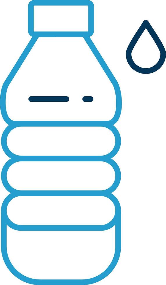 agua botella línea azul dos color icono vector