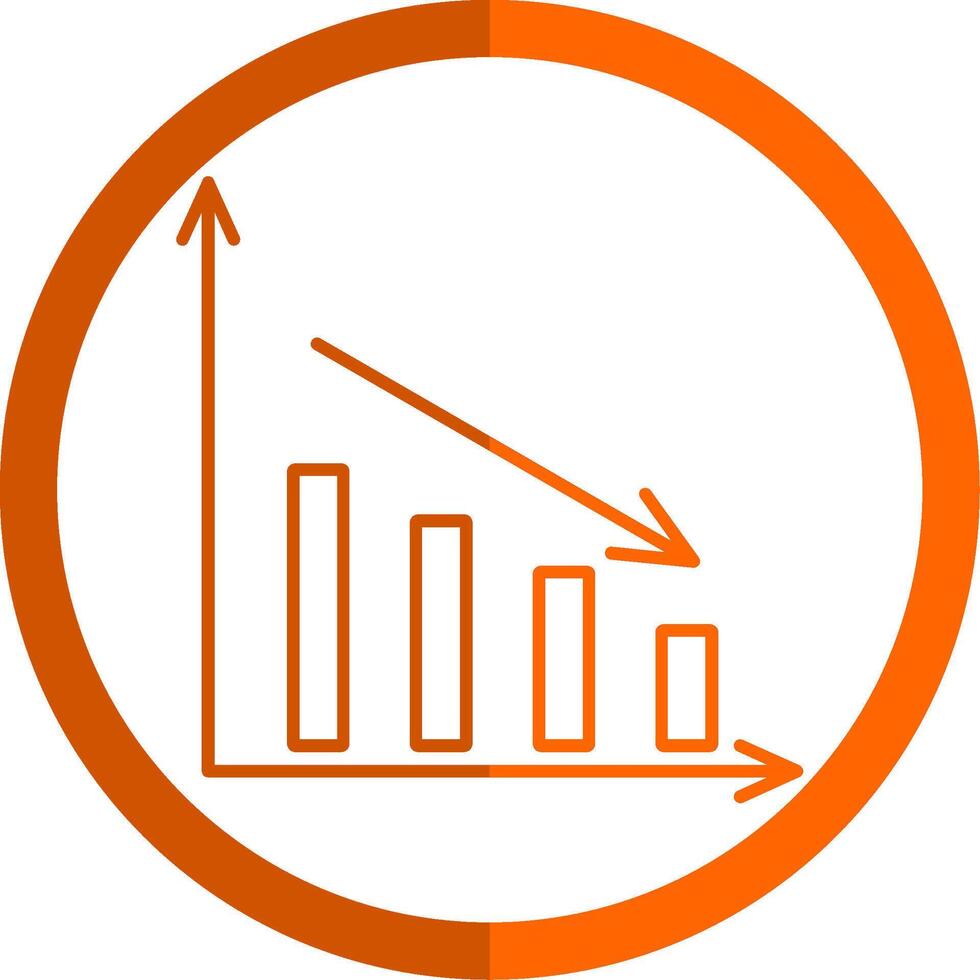 Bar Chart Line Orange Circle Icon vector