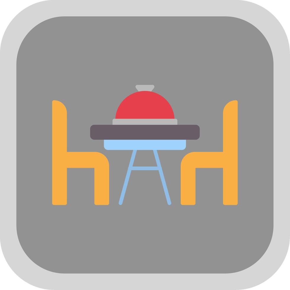 Dinner Table Flat Round Corner Icon vector
