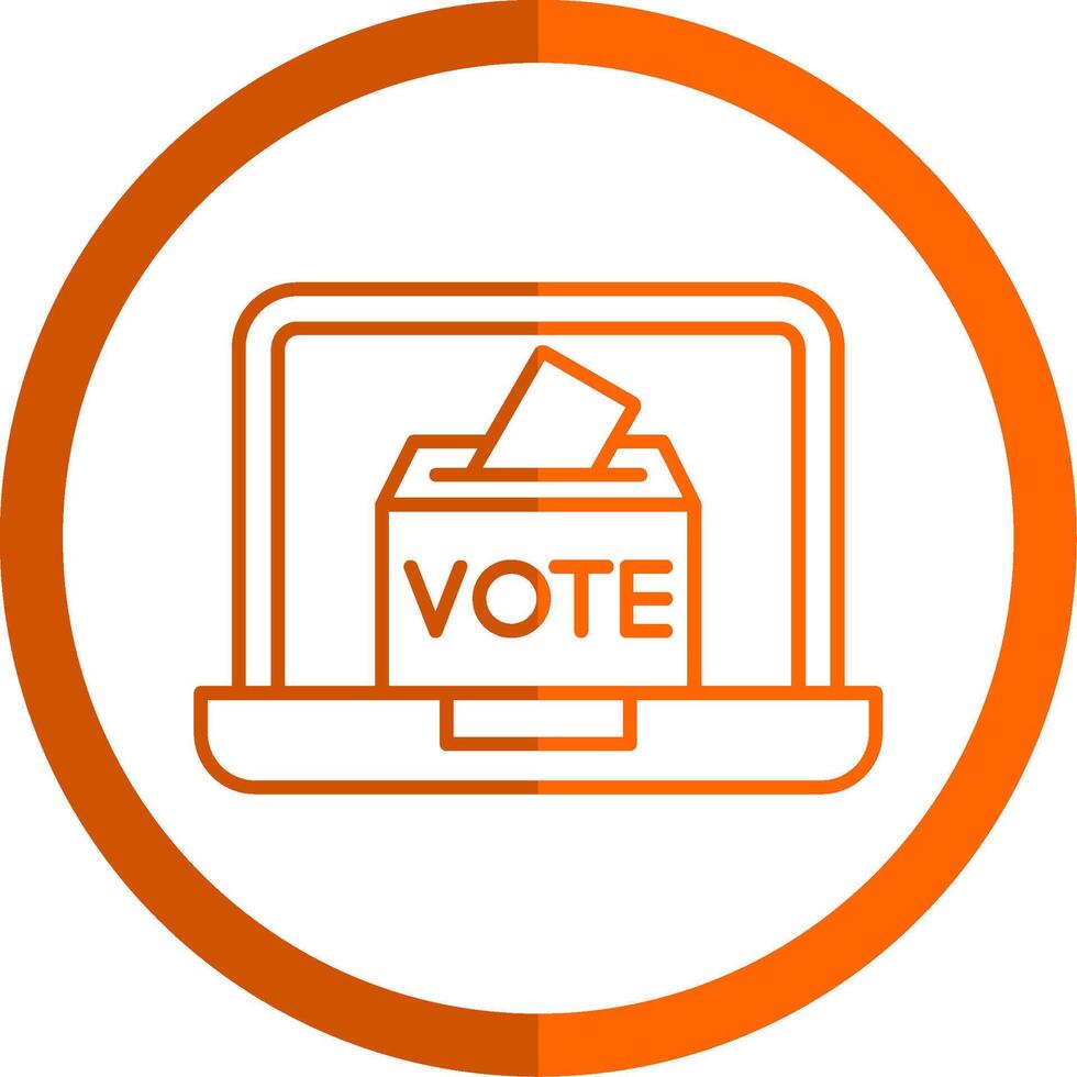 Online Voting Line Orange Circle Icon vector