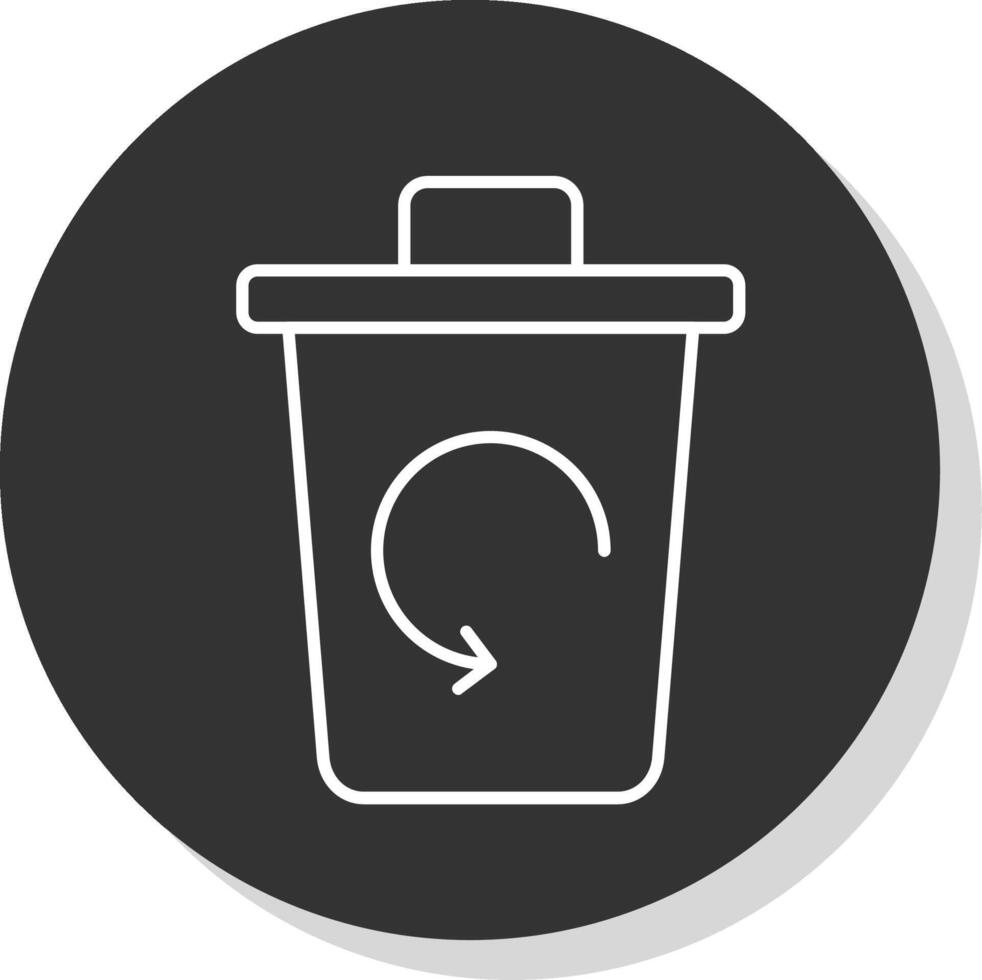 Trash Bin Line Grey Circle Icon vector