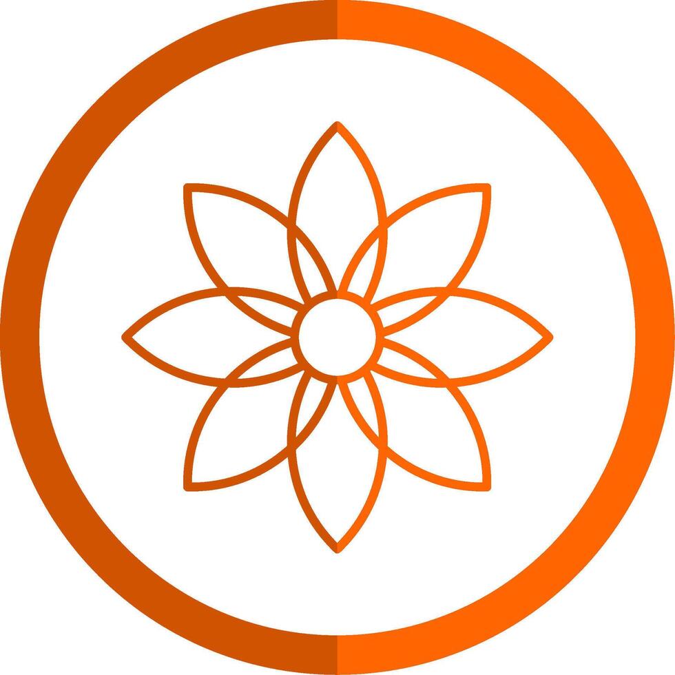 Dandelion Line Orange Circle Icon vector