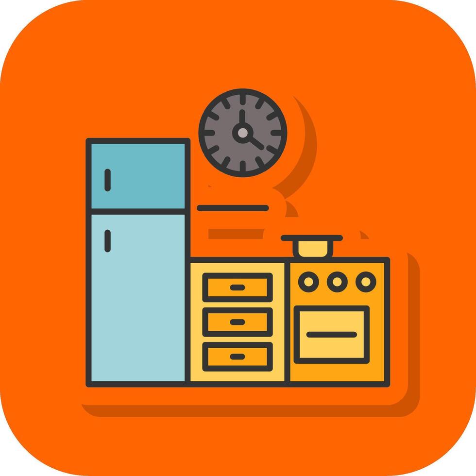 Kitchen Filled Orange background Icon vector