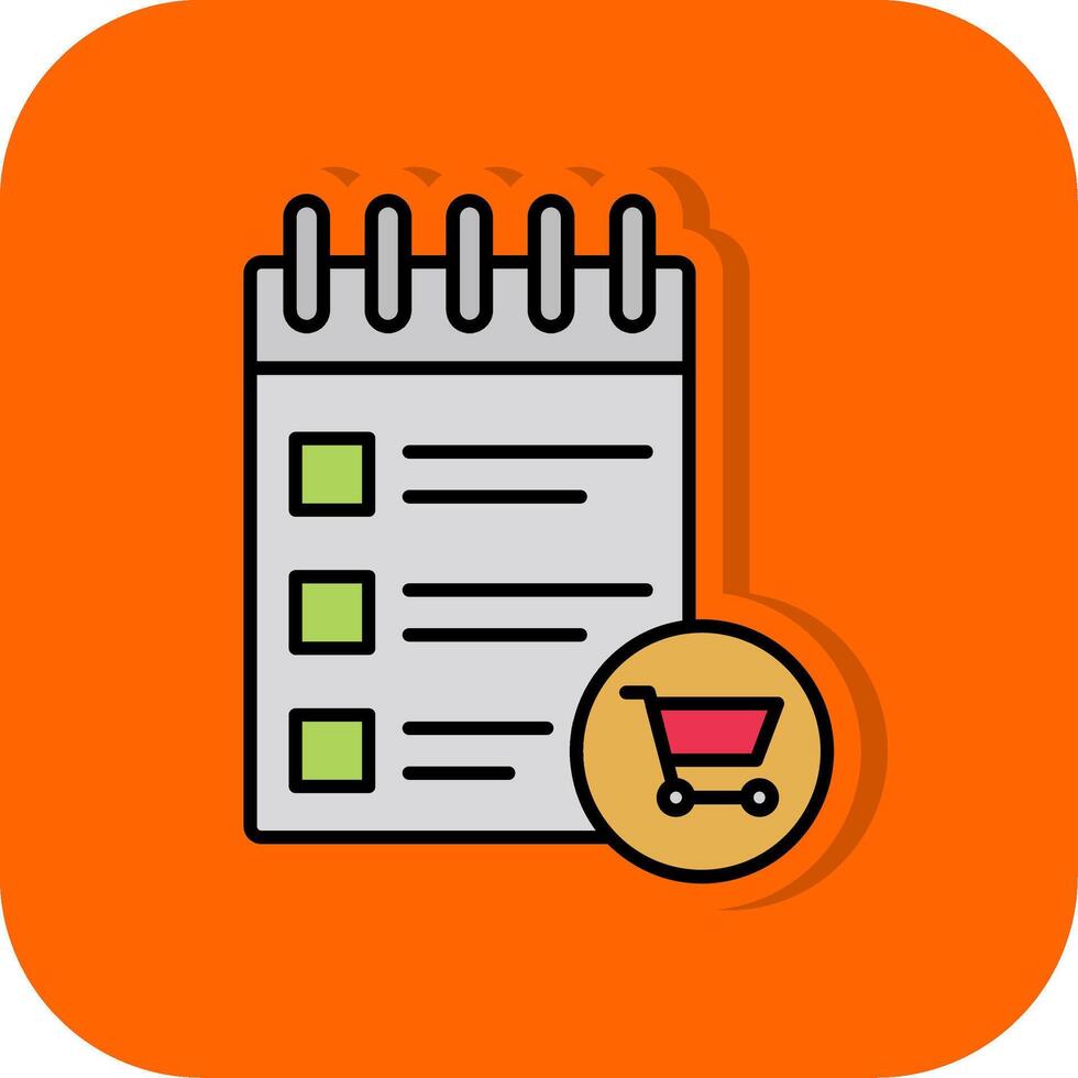 Shopping List Filled Orange background Icon vector