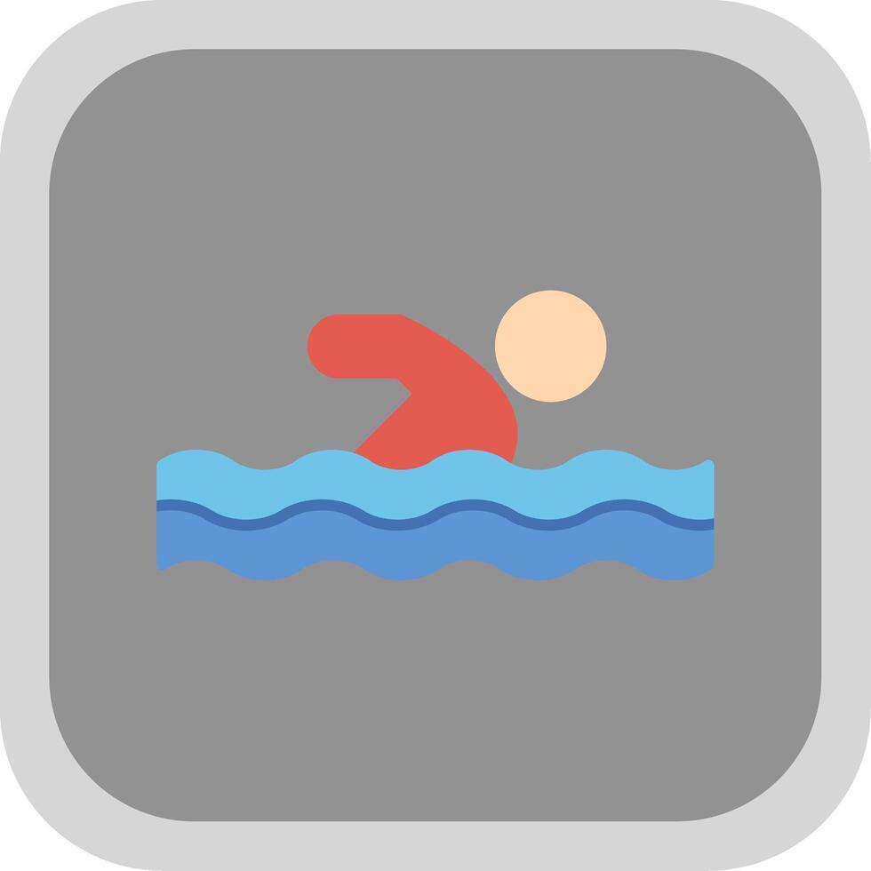 Swimming Flat Round Corner Icon vector