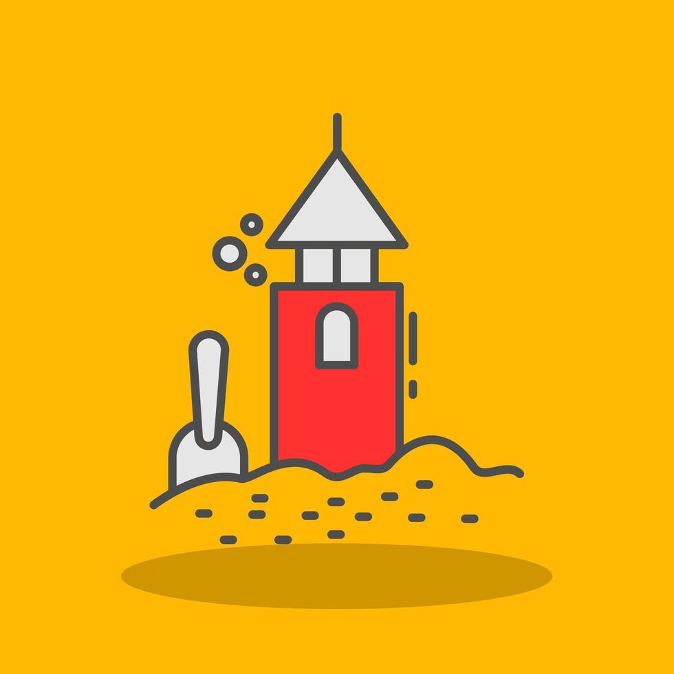 Sand Castle Filled Shadow Icon vector