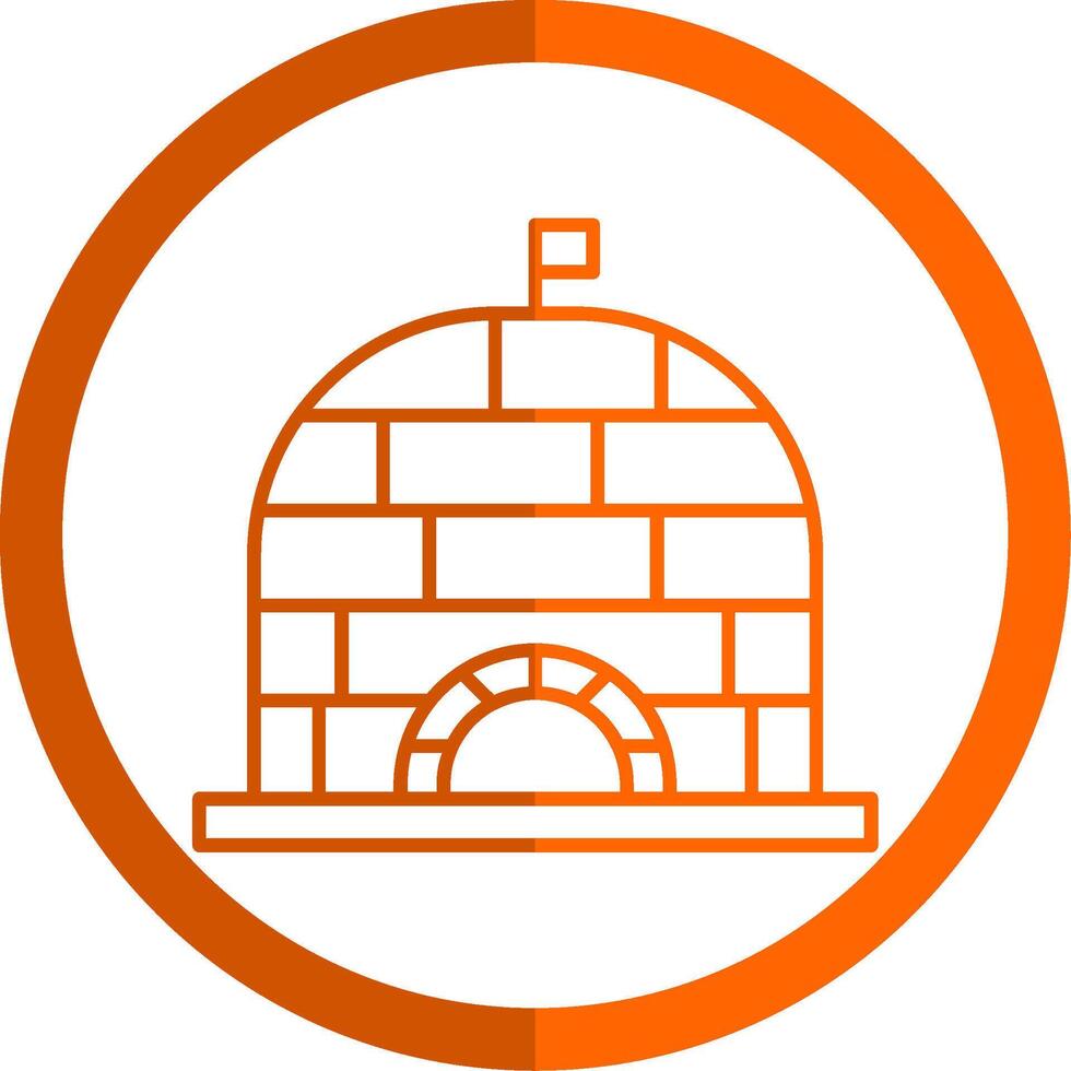 iglú línea naranja circulo icono vector