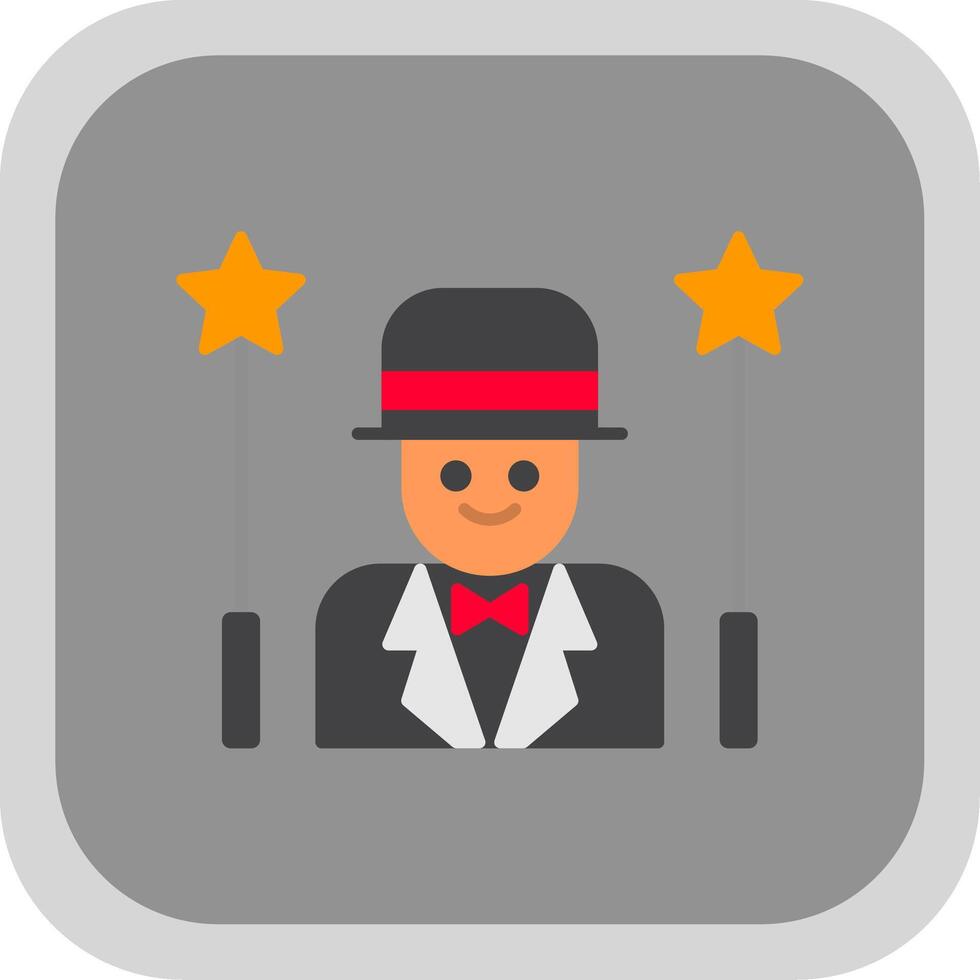 Magician Flat Round Corner Icon vector