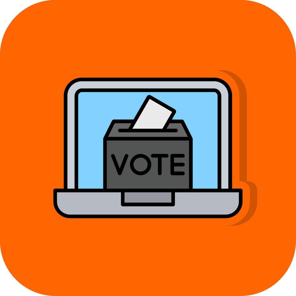 Online Voting Filled Orange background Icon vector