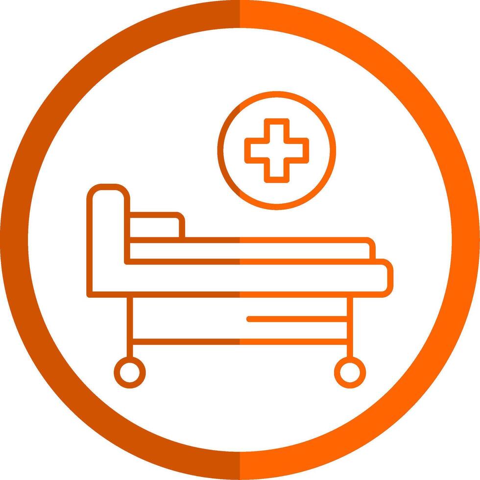 hospital cama línea naranja circulo icono vector