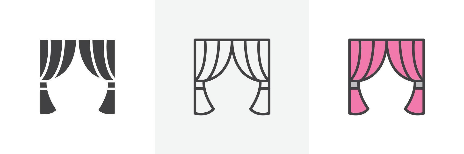 Curtain icon set vector