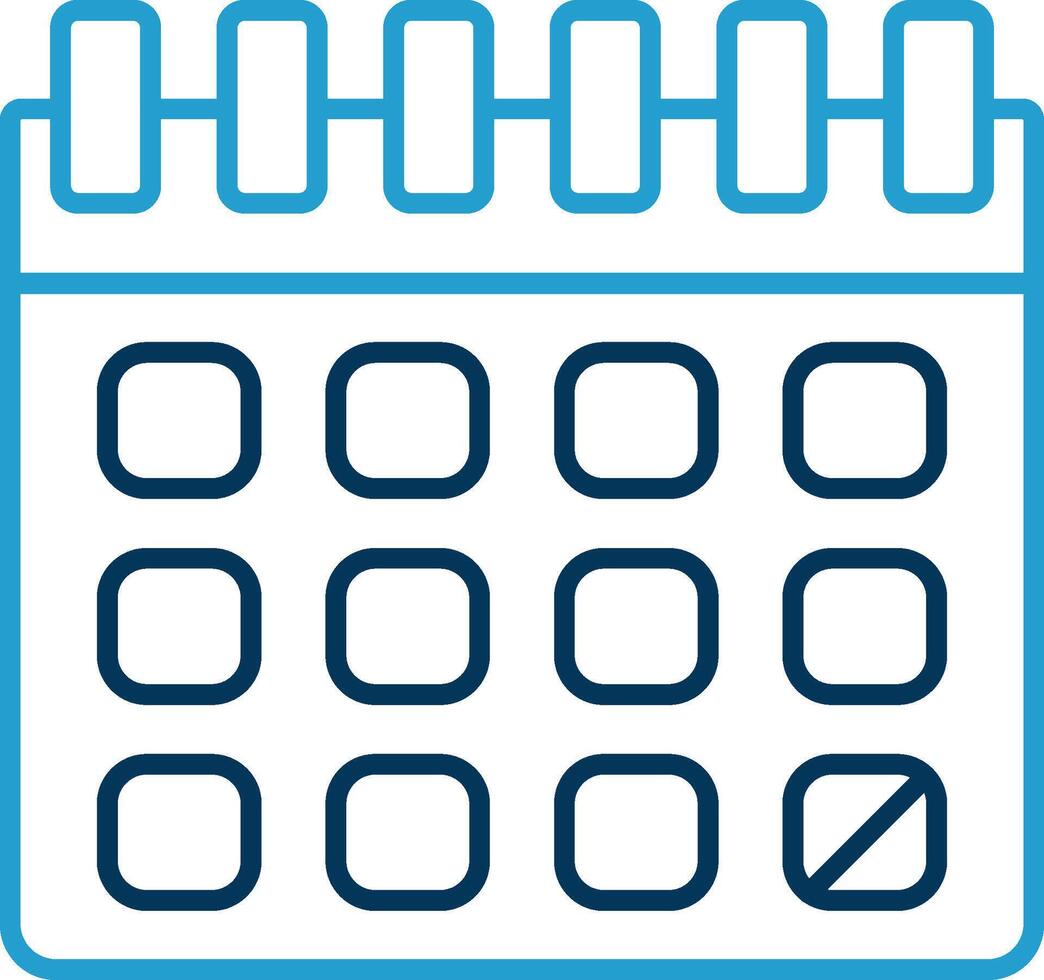 Calendar Line Blue Two Color Icon vector