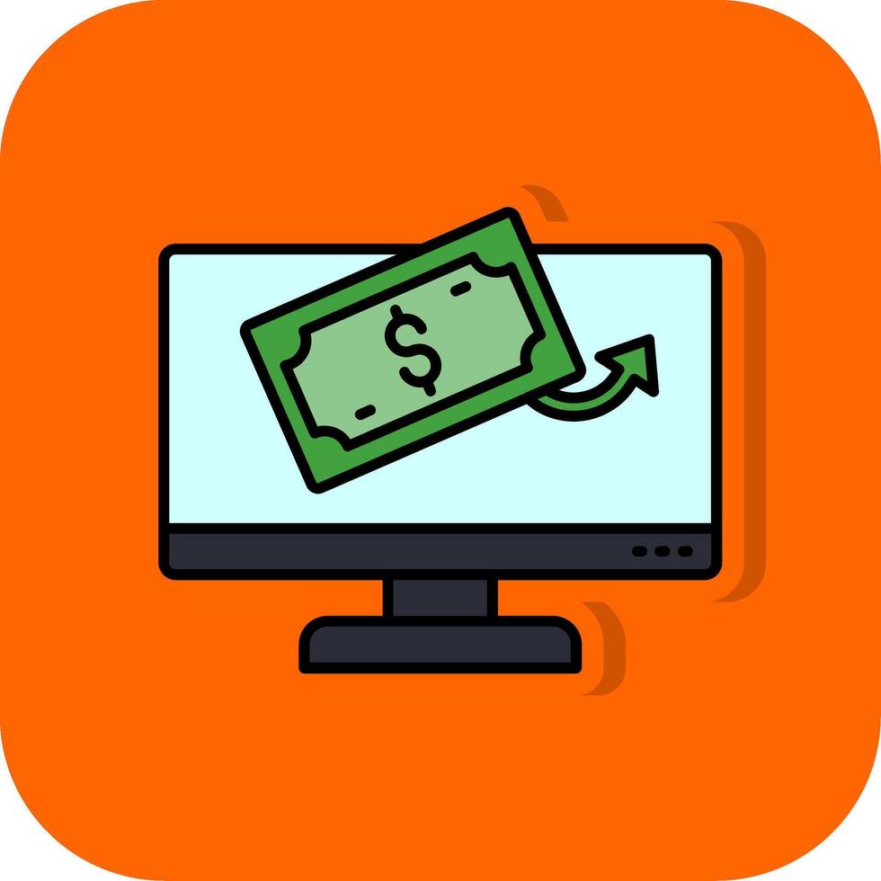 Cash Payment Filled Orange background Icon vector