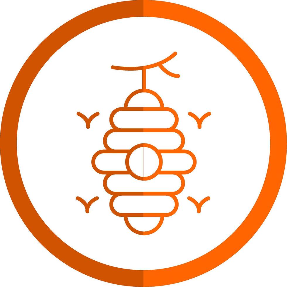 Beehive Line Orange Circle Icon vector