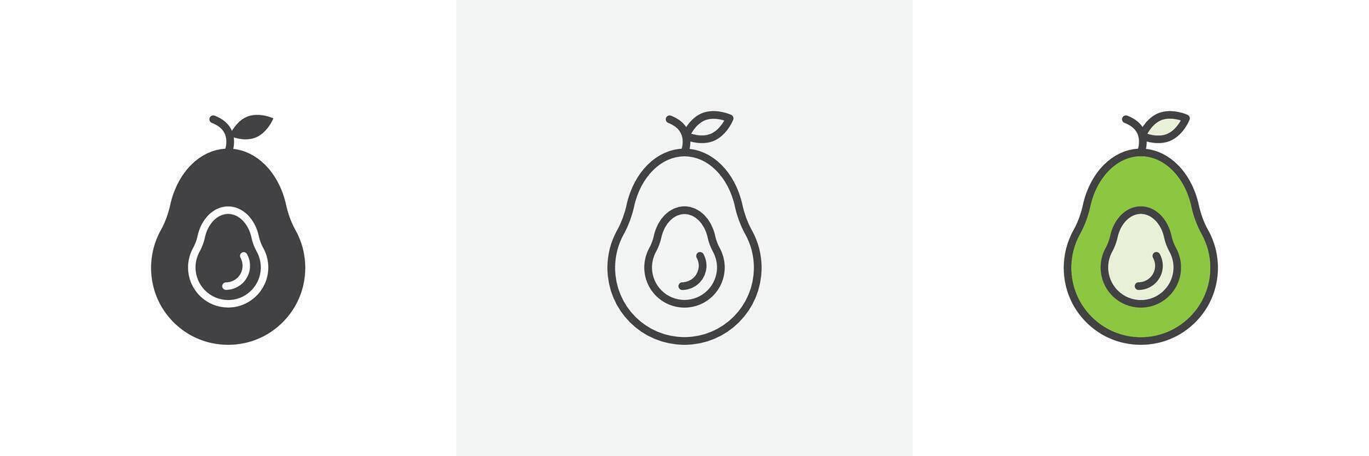 Avocado icon set vector