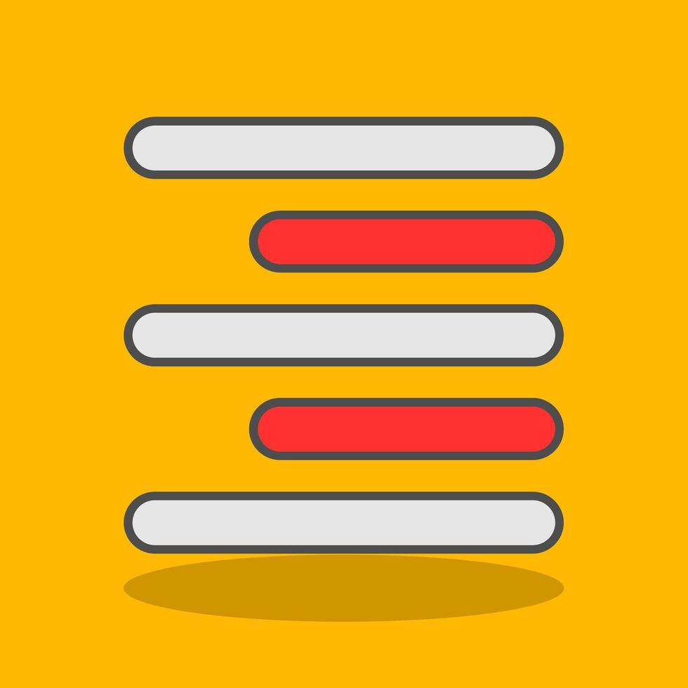 Horizontal Right Align Filled Shadow Icon vector