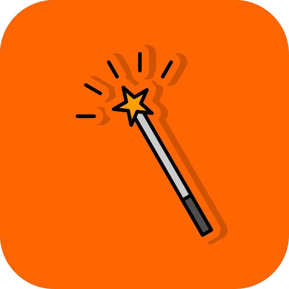 Magic Wand Filled Orange background Icon vector