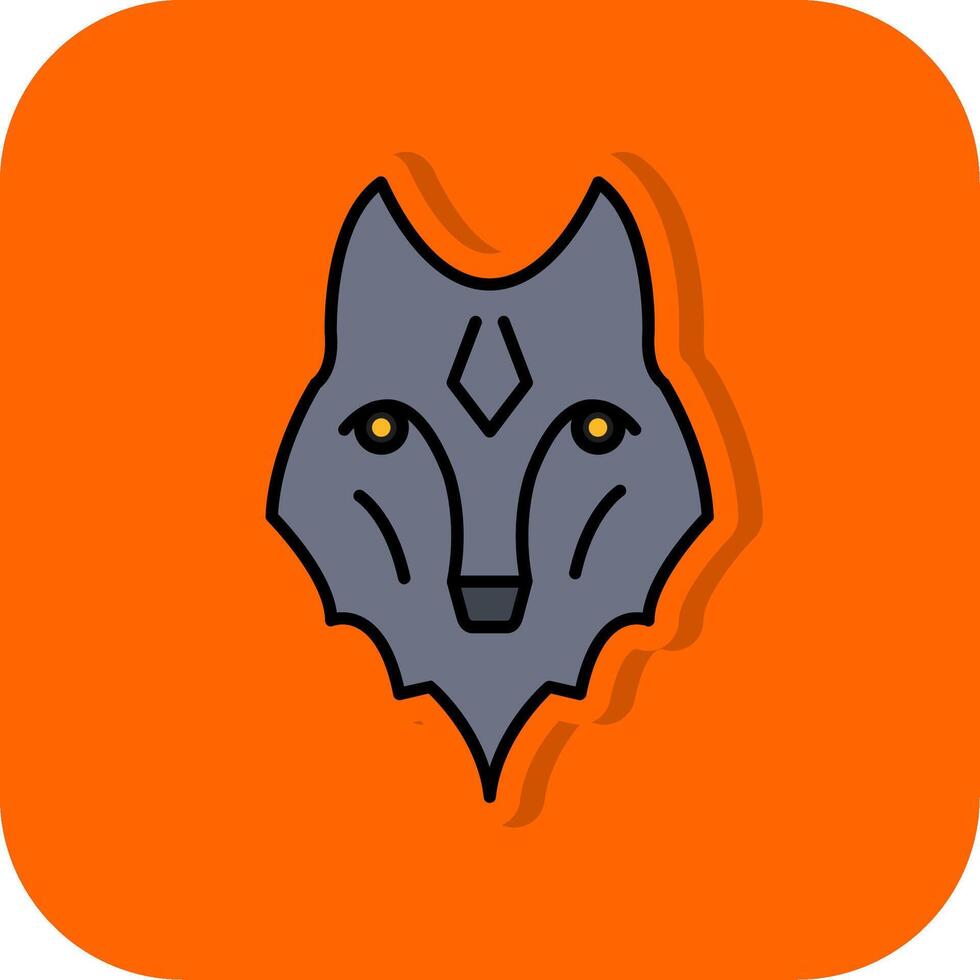 Wolf Filled Orange background Icon vector