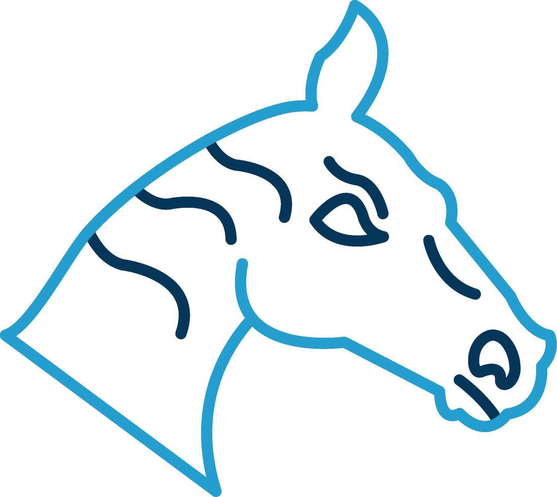 caballo línea azul dos color icono vector