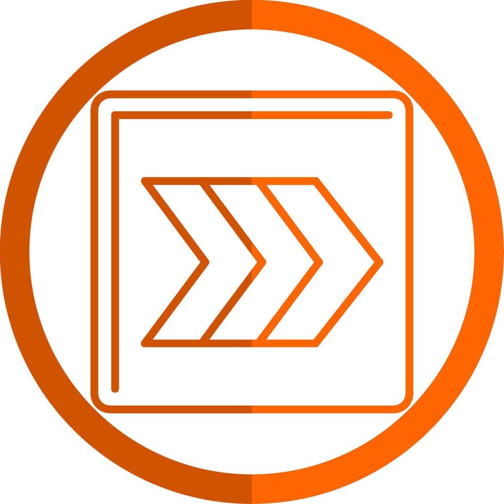 Right Chevron Line Orange Circle Icon vector