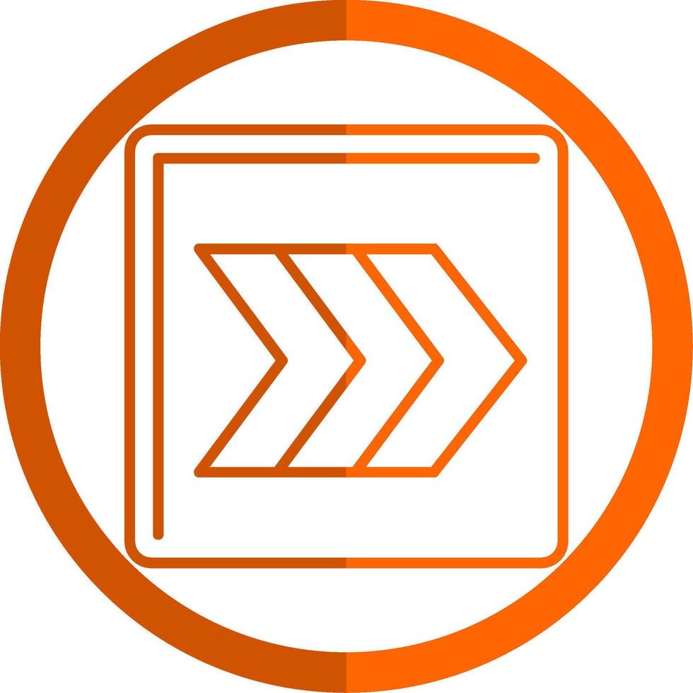 Right Chevron Line Orange Circle Icon vector