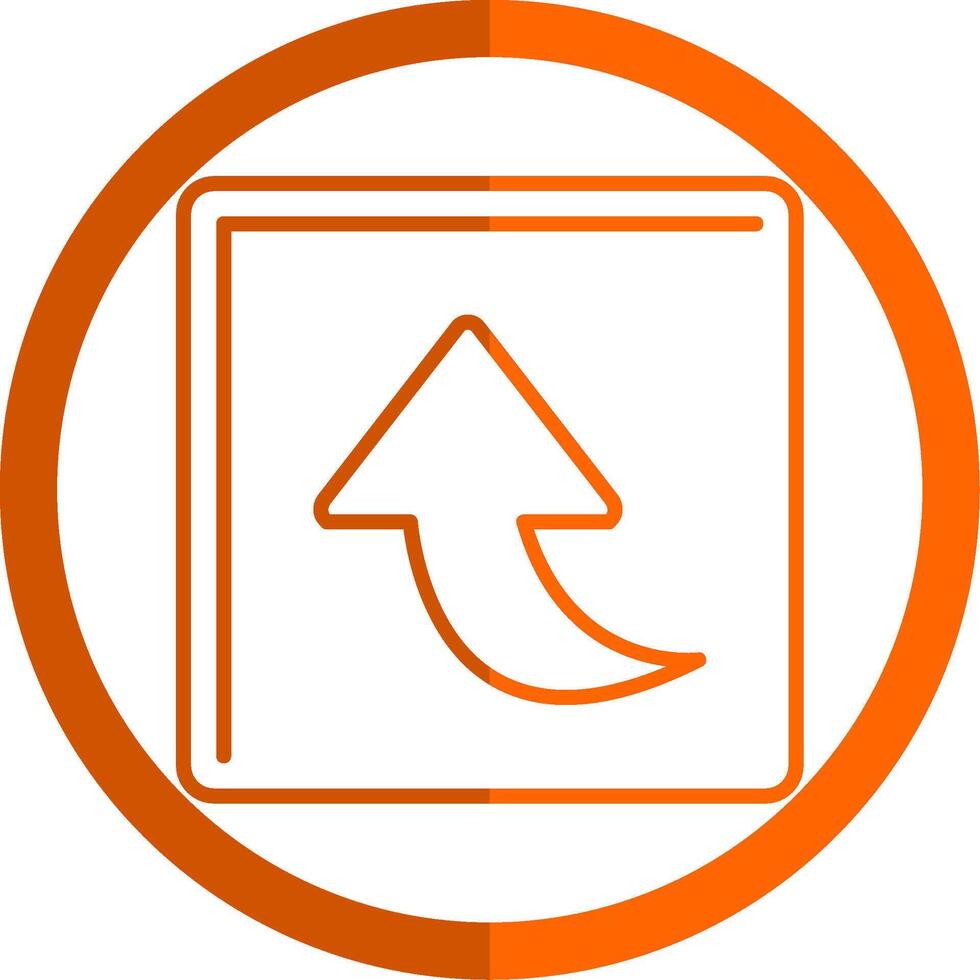 Curved Up Line Orange Circle Icon vector