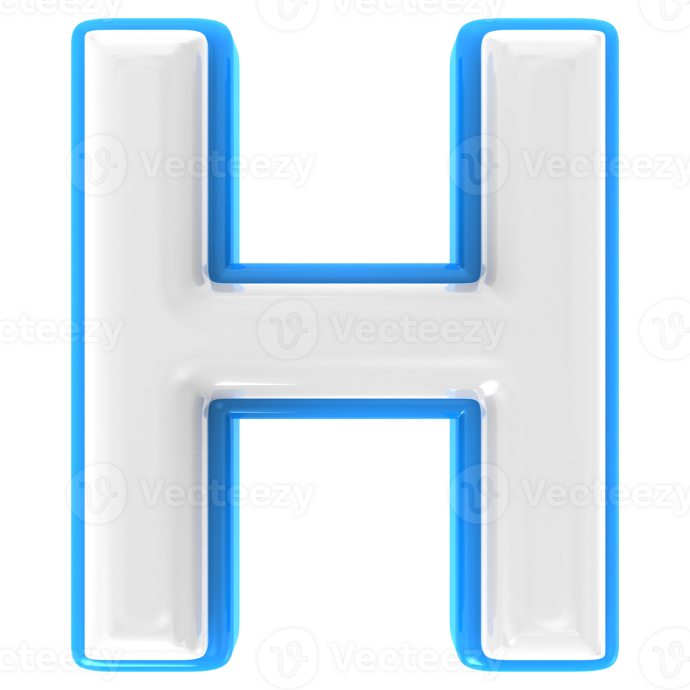 H 3d Text Render png