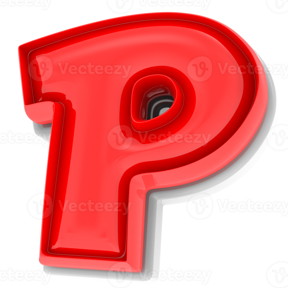 Red P 3d Text Render png