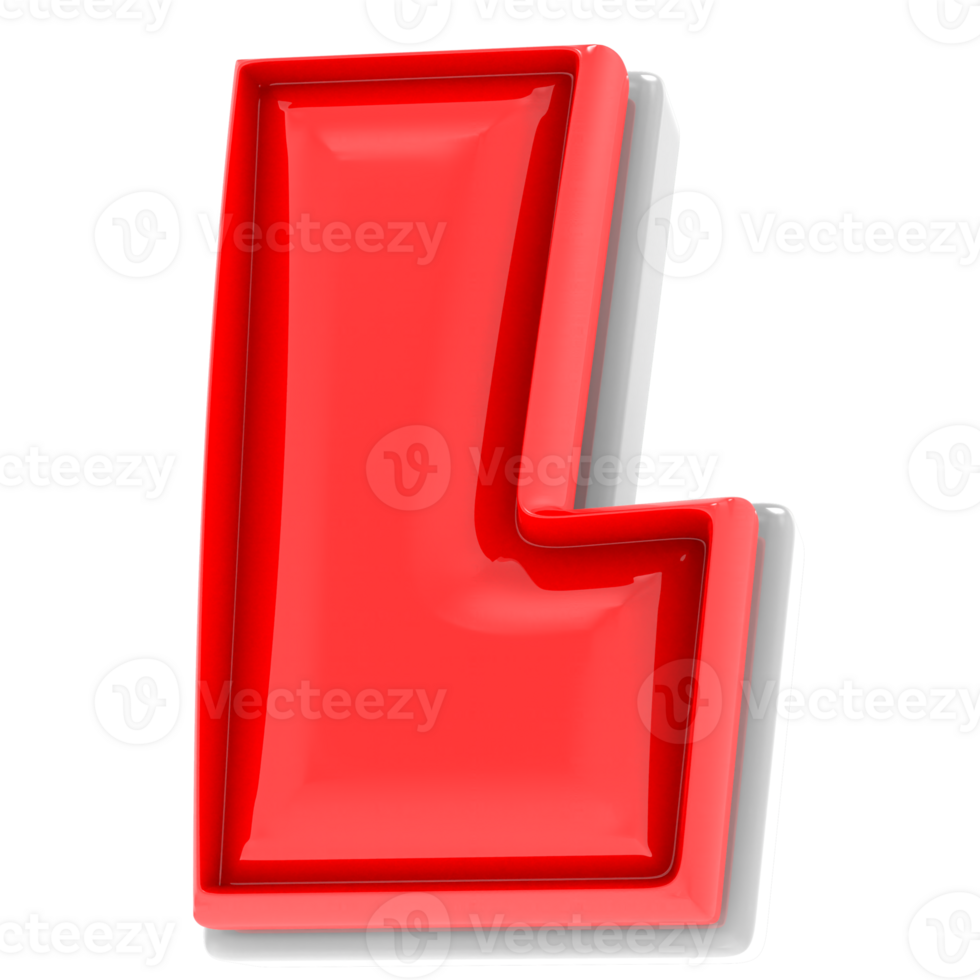 Red L 3d Text Render png