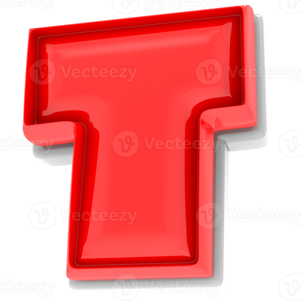 Red T 3d Text Render png