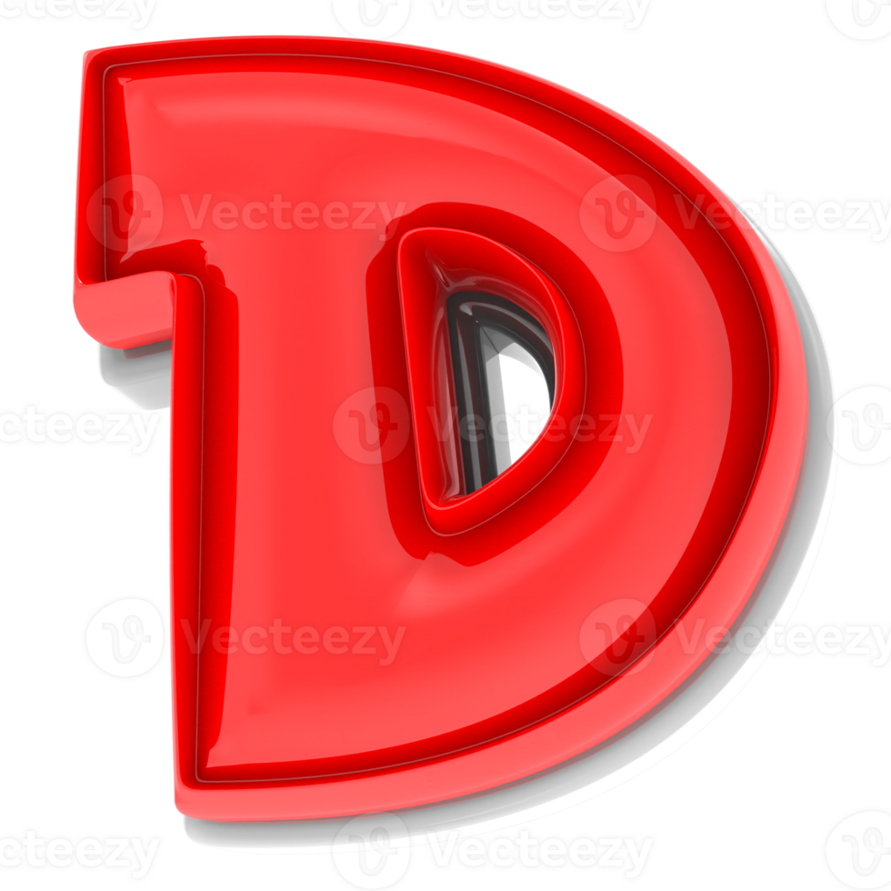 Red D 3d Text Render png
