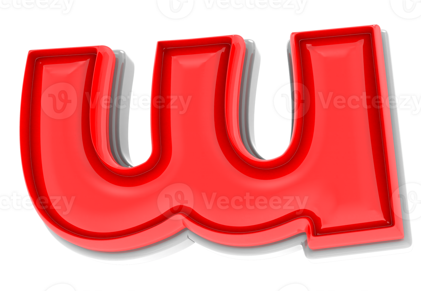 Red W 3d Text Render png