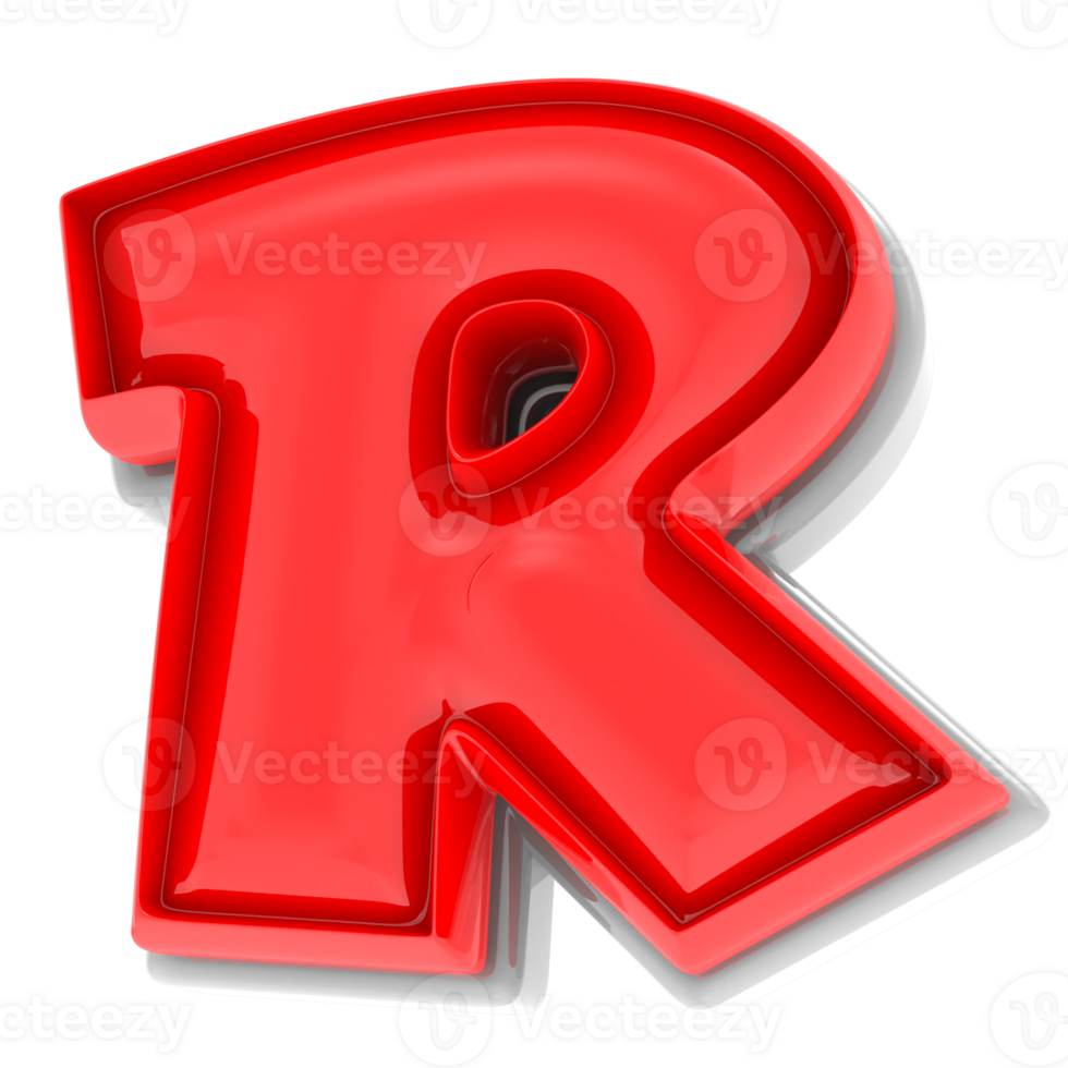 Red R 3d Text Render png