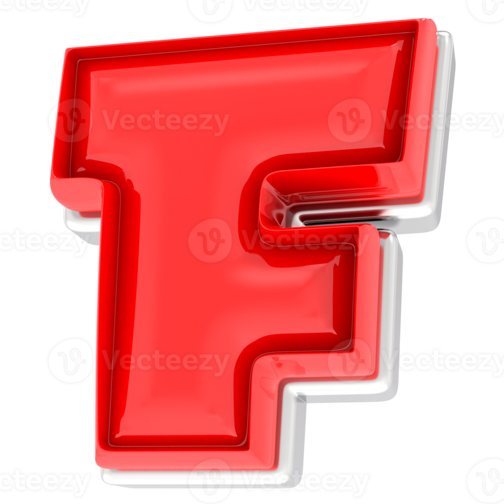 Red F 3d Text Render png