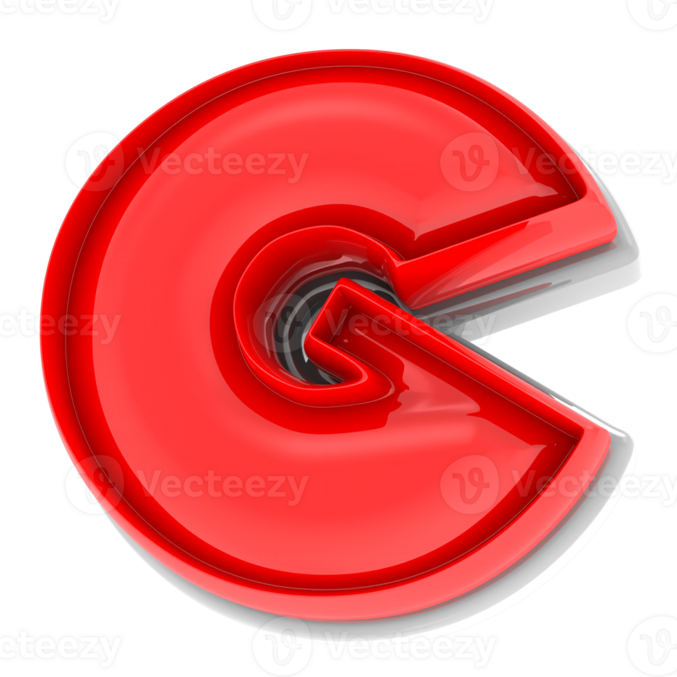 Red G 3d Text Render png