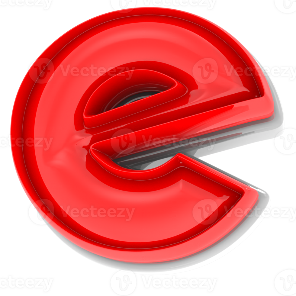 Red E 3d Text Render png