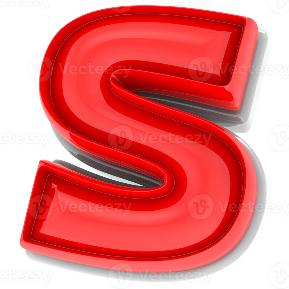 Red S 3d Text Render png