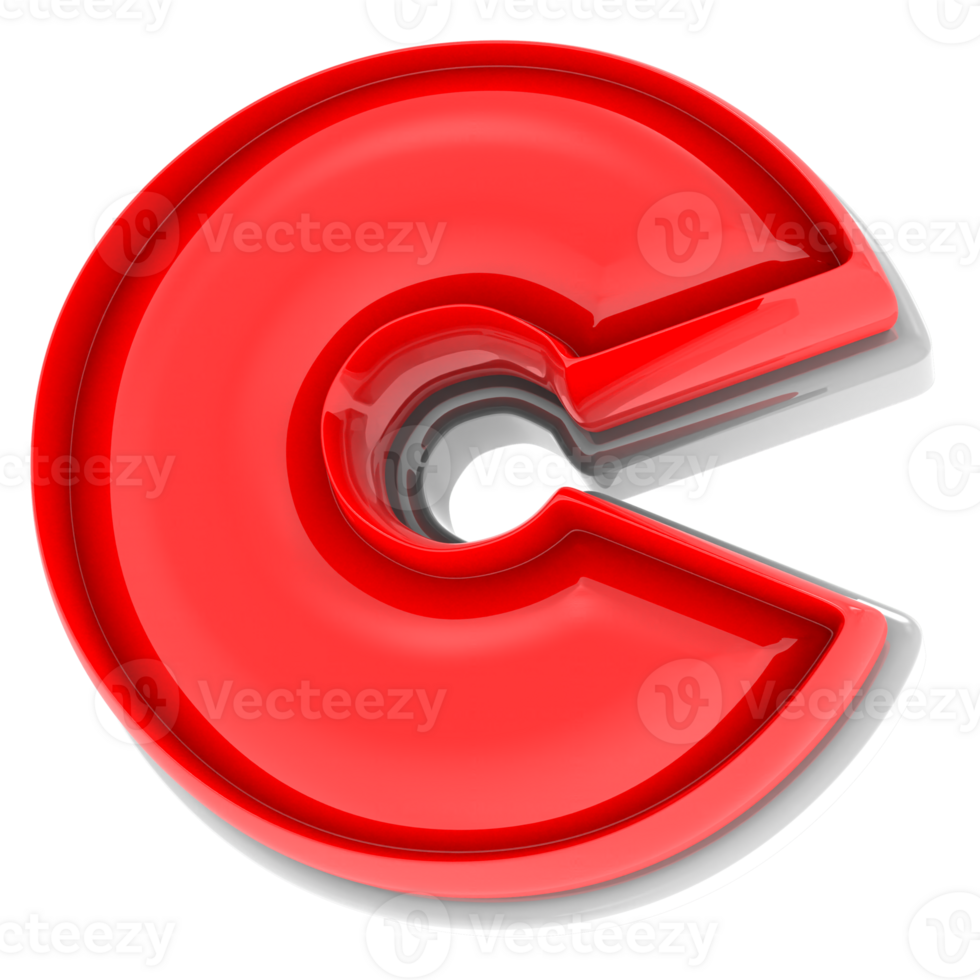 Red C 3d Text Render png