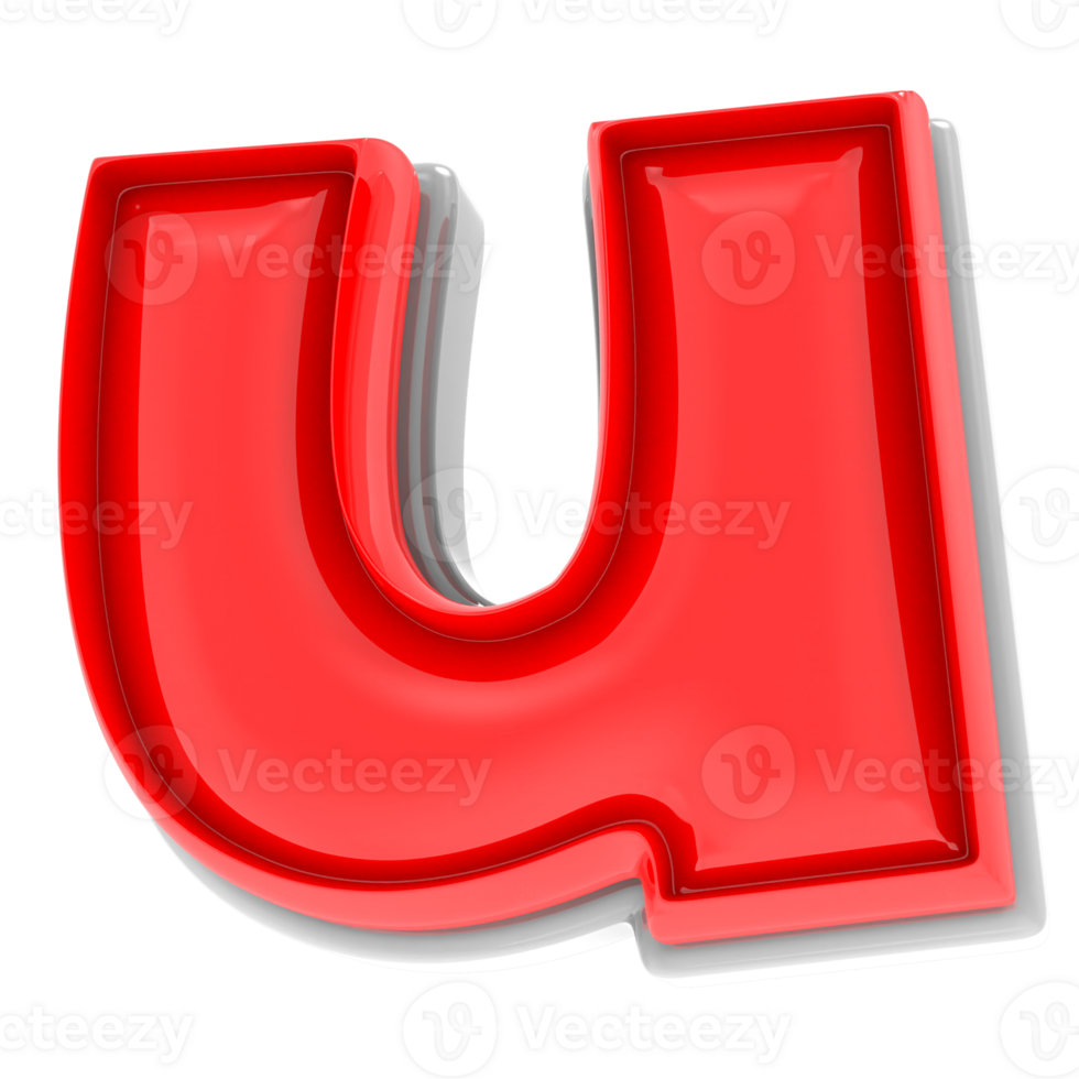 Red U 3d Text Render png