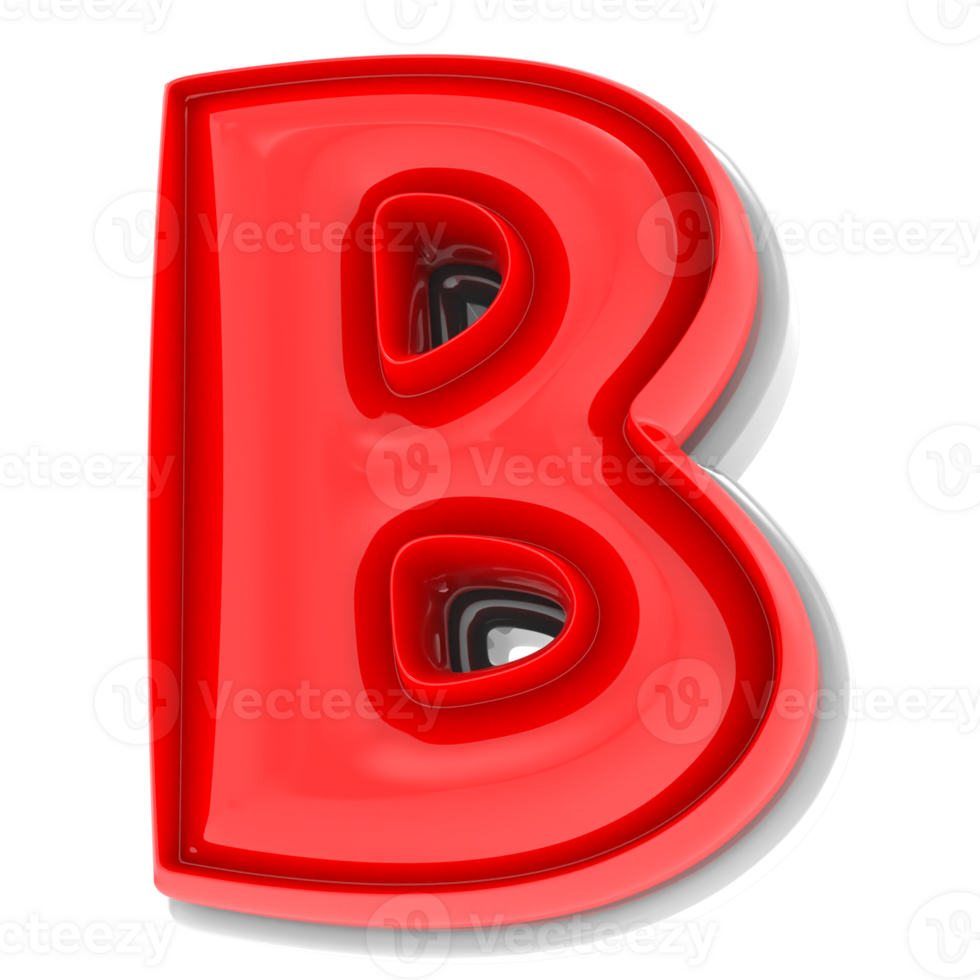 Red B 3d Text Render png