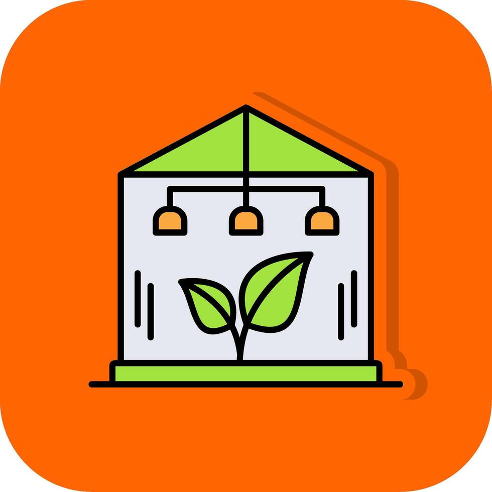 Greenhouse Filled Orange background Icon vector