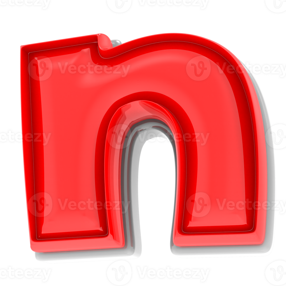 Red N 3d Text Render png