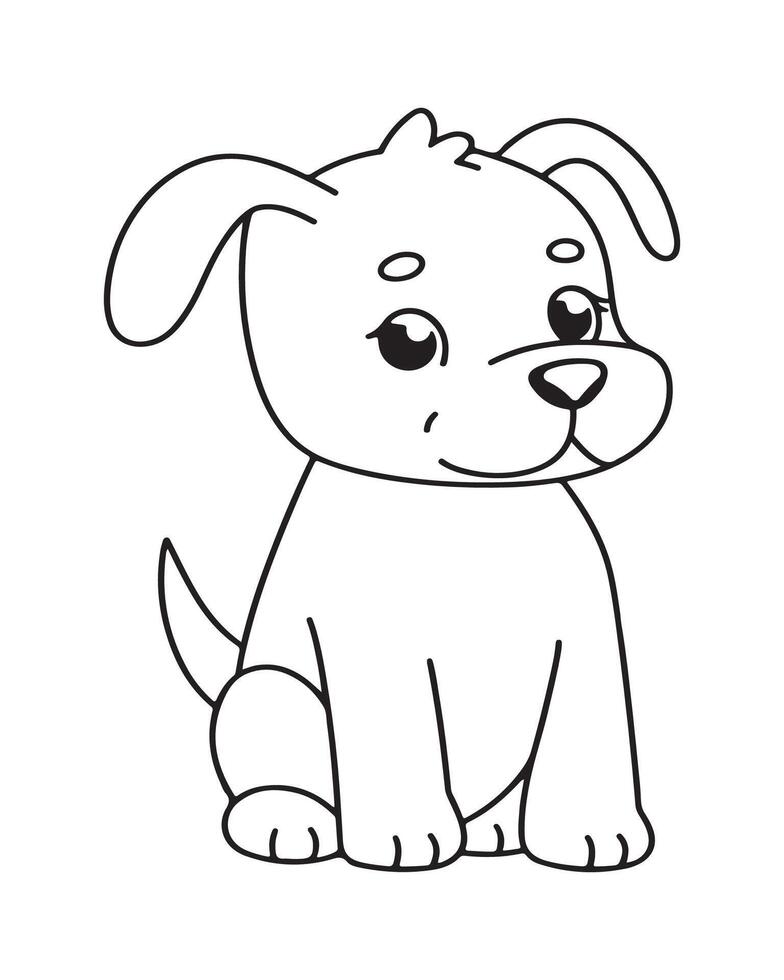 Cute Dog Coloring Pages, Dog black and white illustration vector