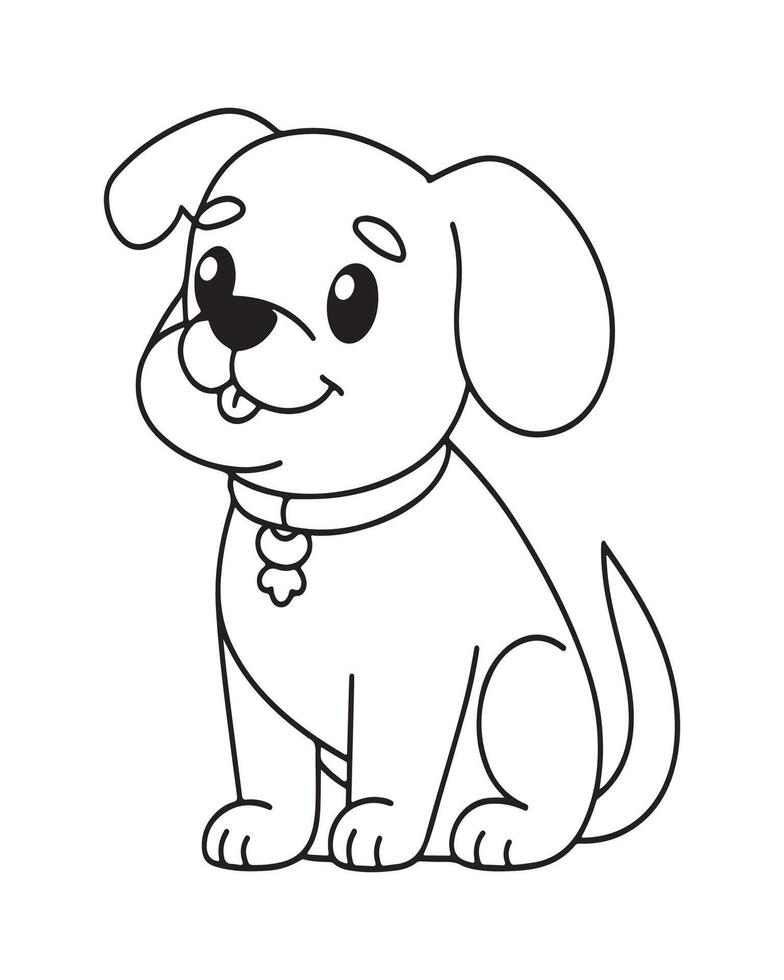 linda perro colorante paginas para niños, perro ilustración, perro negro y blanco vector