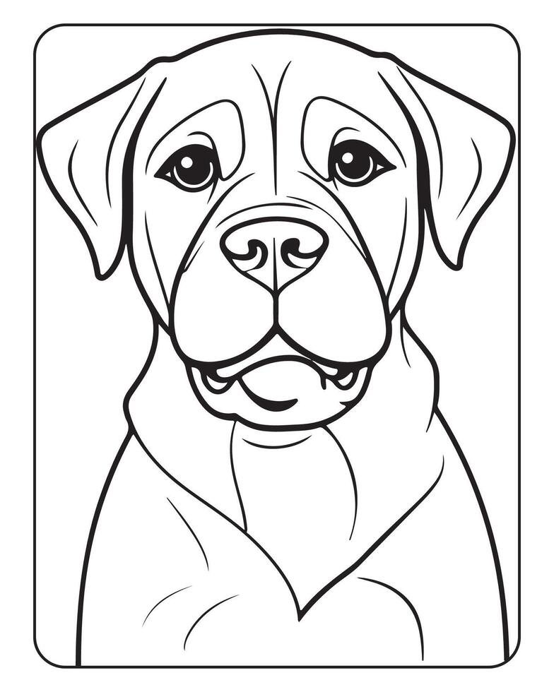 linda perro colorante paginas para niños, perro ilustración, perro negro y blanco vector