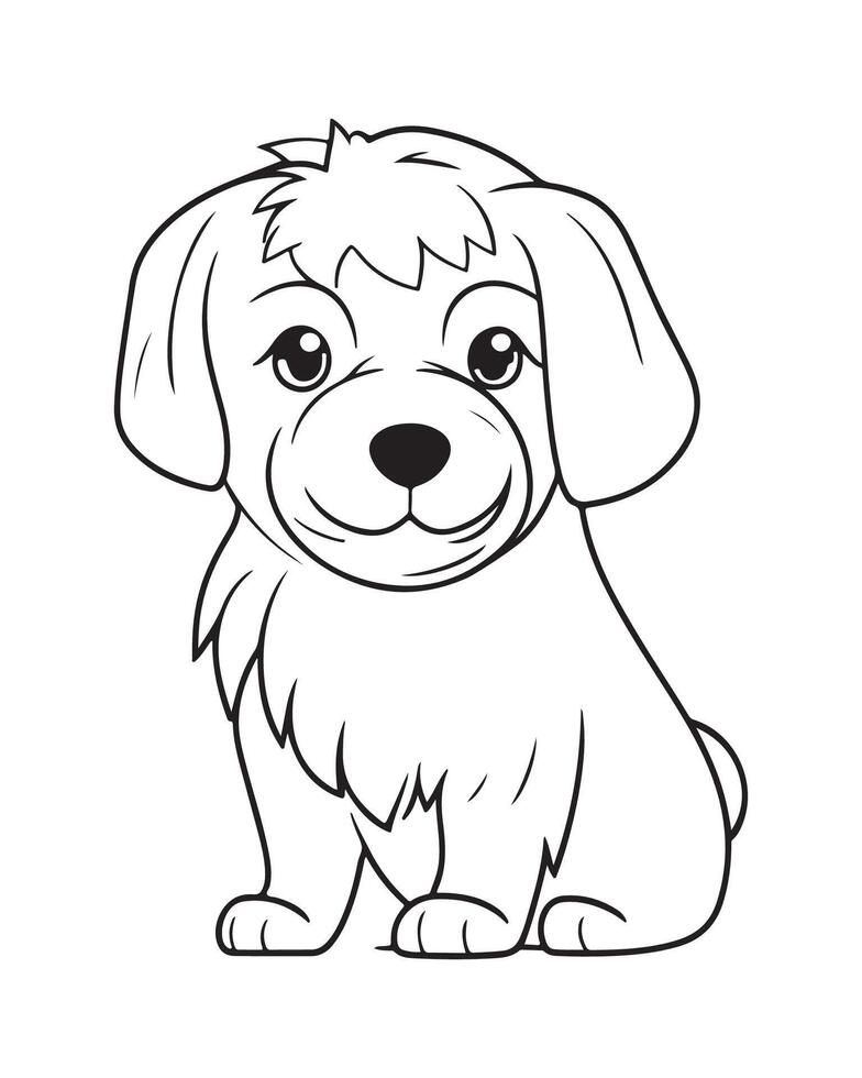 linda perro colorante páginas, perro negro y blanco ilustración vector