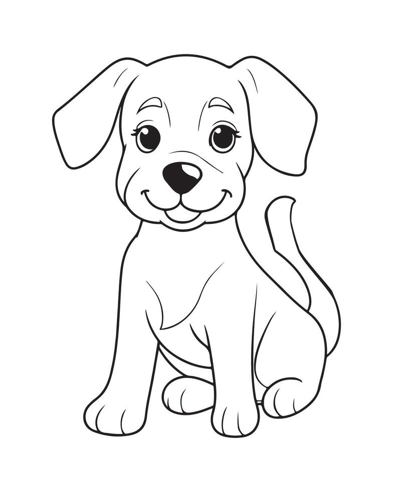 Cute Dog Coloring Pages for kids, Dog illustration, Dog black and white vector